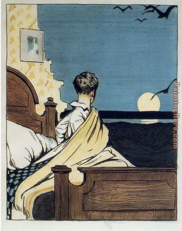 Boy and Moon painting - Edward Hopper Boy and Moon art painting